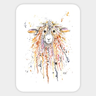 Cute Fluffy Brown Sheep painting Sticker